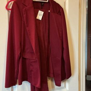 Ashley Stewart Womens Burgundy Blazer Jacket